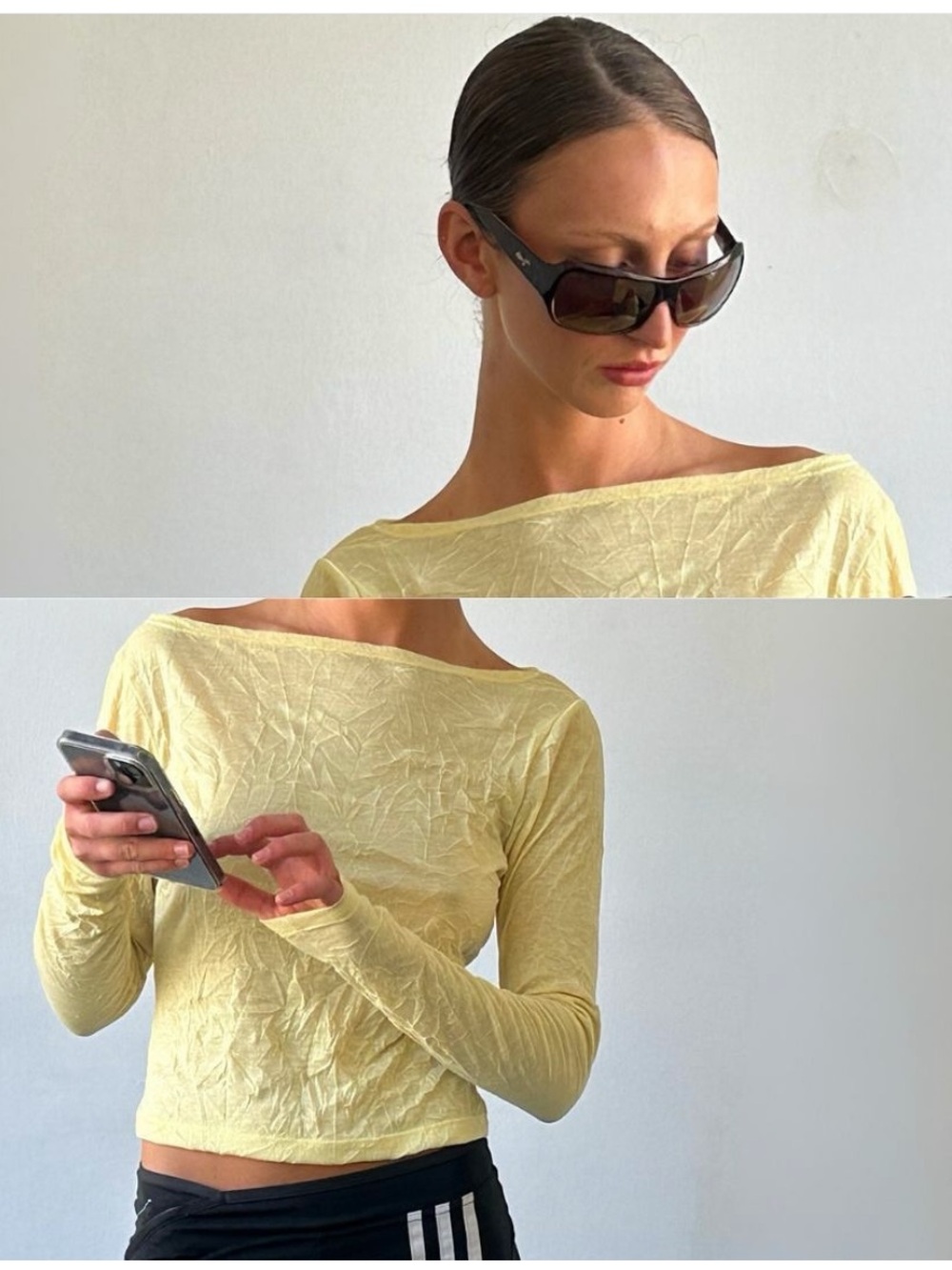 Sabi The Label Iris Handmade Crinkle Cut Long Sleeve Tee